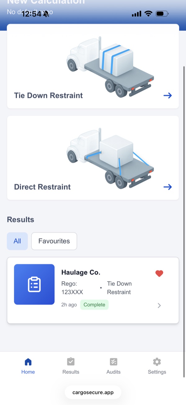 Home — Tie Down or Direct Restraint calculator